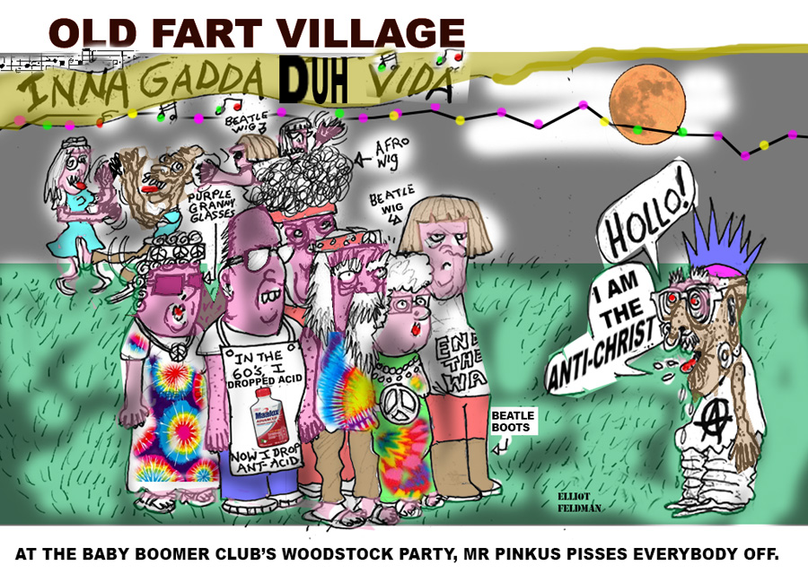 Cartoon: Old Fart Village | Elliot Feldman | Scene4 Magazine-November 2016 | www.scene4.com