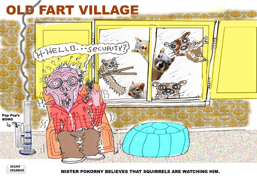 Cartoon: Old Fart Village | Elliot Feldman | Scene4 Magazine-July 2017 | www.scene4.com