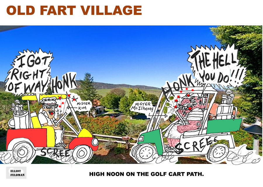 Cartoon: Old Fart Village | Elliot Feldman | Scene4 Magazine-May 2017 | www.scene4.com