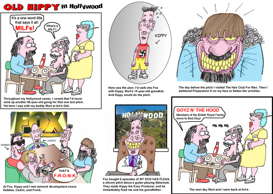 Cartoon: Old Hippy in Hollywood | Elliot Feldman | Scene4 Magazine-November | www.scene4.com