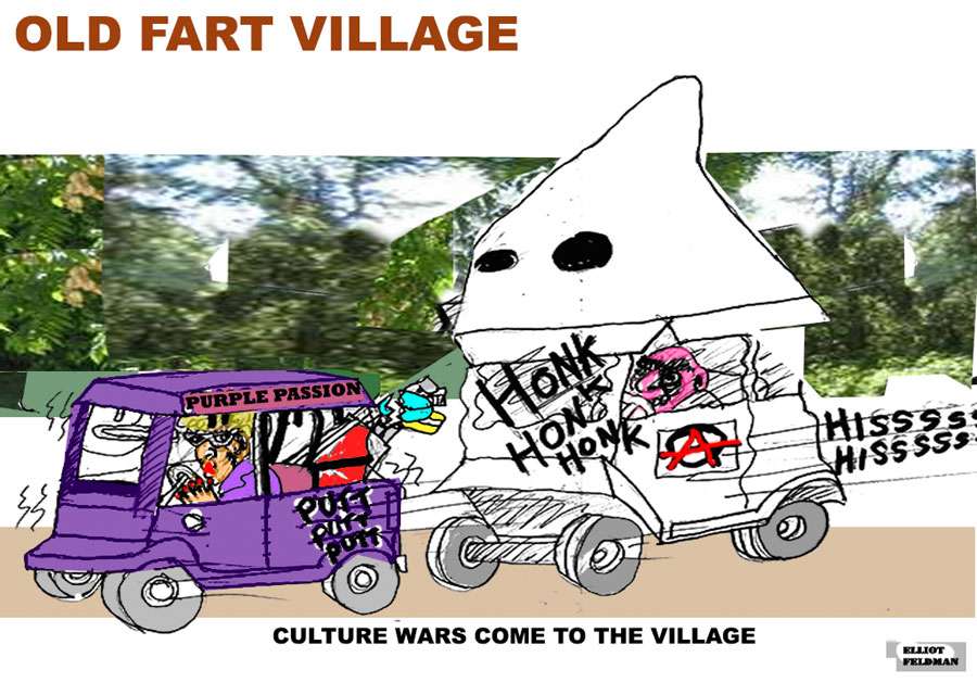 Cartoon: Old Fart Village | Elliot Feldman | Scene4 Magazine-February 2018 | www.scene4.com