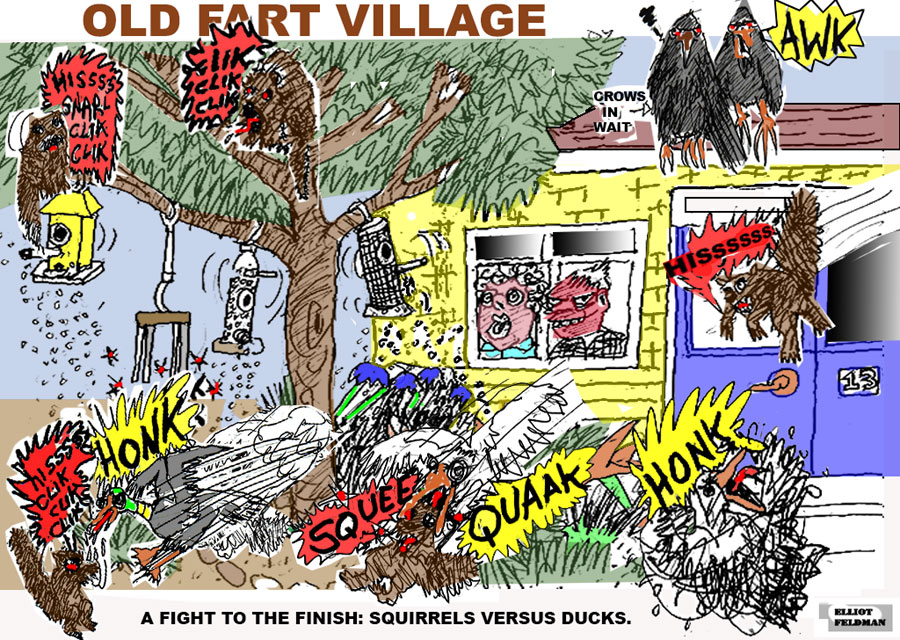 Cartoon: Old Fart Village | Elliot Feldman | Scene4 Magazine-May 2018 | www.scene4.com